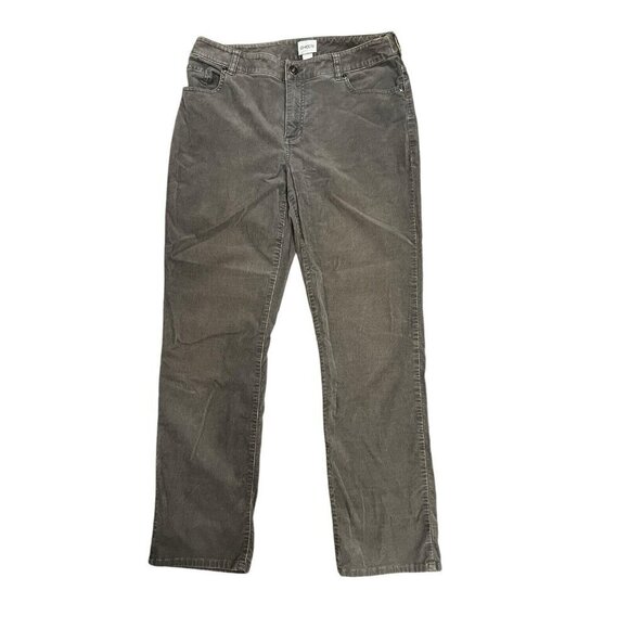 Chico's Corduroy Pants Size 1 (M-8) Gray Cotton Stretch Straight Leg Fall Winter - Picture 1 of 16